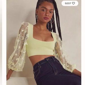 FREE PEOPLE Intimately Flutter By Crop in Minted Lemonade Green LARGE